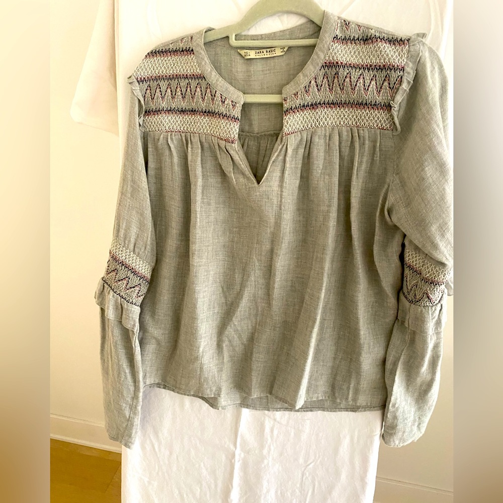 Zara Basic cotton grey blouse Size L